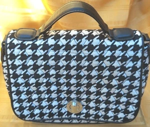 Vera Bradley Turn Lock Black And White Houndstooth Leather Crossbody Purse! - Picture 1 of 13