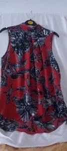Ladies Floral Top High Neck Black and Tan Size 14 - Picture 1 of 1
