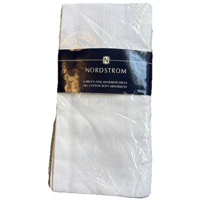 Pacote com 6 lenços Nordstrom 100% algodão branco masculino bordas finas com bainha - Imagem 1 de 3