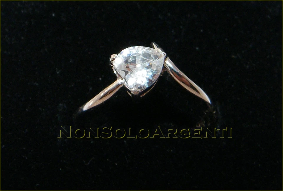 ANELLO SOLITARIO ARGENTO 925 ZIRCONE CUORE BRILLANTE FIDANZAMENTO VARIE MISURE - Immagine 1 di 1