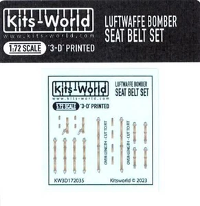 Kits World Aufkleber 1/72 3D SICHERHEITSGURT SET für DEUTSCHER WWII LUFTWAFFE BOMBER - Bild 1 von 2
