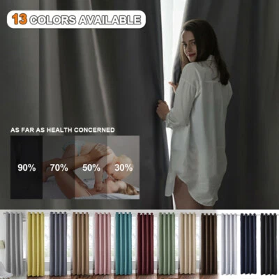 1PC Single Door Curtain Thermal Blackout Curtains Made Eyelet Ring Top Bedroom - Image 1 of 4