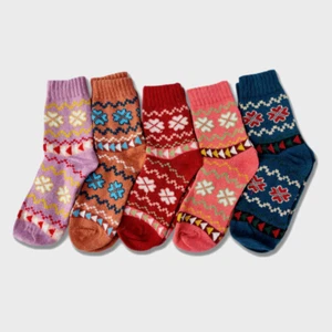5 Pairs of Floral Wool Socks - Picture 1 of 1