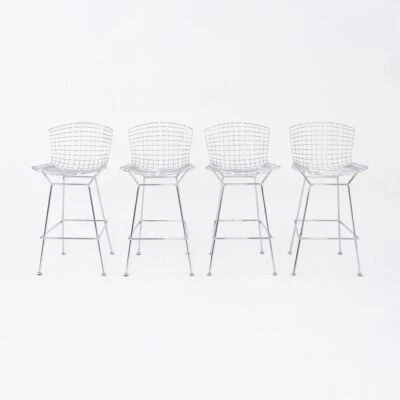 2010s Harry Bertoia for Knoll Bar Stool in Welded Chromed Steel 4x Available - Image 1 of 4