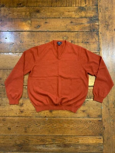Suéter Brooks Brothers 346 Mezcla Lana Merino Cuello en V Naranja Quemado Para Hombre Grande - Imagen 1 de 8
