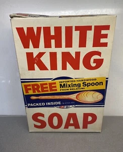 Vintage 1960 White King Soap Detergent Cardboard Box Advertising  Premium Spoon - Picture 1 of 10