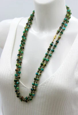 XXXL Endloskette Perlen Collier Grün Türkis Acrylperlen Boho Hippie Kette #B097 - Bild 1 von 4