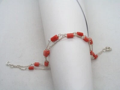 Braccialetto in Argento 925 con CORALLO naturale rosso - Bracciale - Immagine 1 di 4