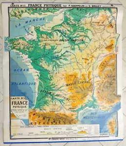 Carte Hatier Kaeppelin Bruley Francia Física 11 Mapa Francia Plastificado - Bild 1 von 15