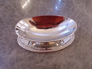 Salsa grande Rhadango decoración de perlas con plato 25 x 14 cm plateada ¡EXCELENTE! - Imagen 1 de 4