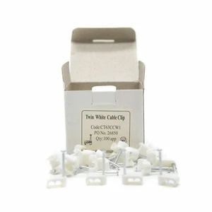 25 X White Twin Shotgun Coax Clips For WF65 / CT63 Twin Cable Clip - Picture 1 of 9
