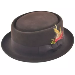 Wool Felt Crushable Pork Pie Hat - Brown - Small: 55 cm (6 7/8) - Picture 1 of 6