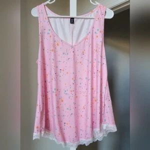 Plus Star Print Lace Trim Tank Top pink - Picture 1 of 7