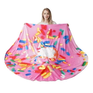 Manta de comida realista para donas 59 pulgadas suave acogedora polar tiro redondo para el hogar y regalos - Imagen 1 de 7