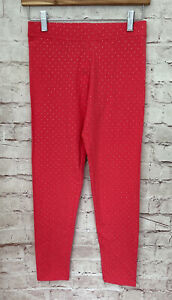 GAP KIDS Girls Size XXL (13 yrs) Leggings Jersey Knit Coral Pink Silver Dots NEW