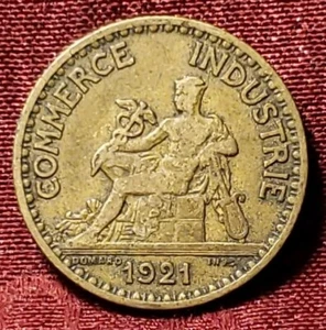 1921 France French One 1 Franc Chamber of Commerce Coin, Free Shipping - Picture 1 of 2