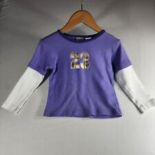 Pony Tails Girls Purple, White & #23 In Gold Lettering Long Sleeve Shirt Size 4T