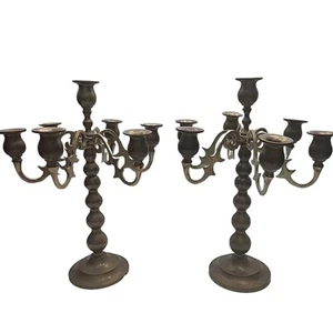 Vintage Candelabra Beautiful Large Solid Brass 6 Arm 11”tall - Picture 1 of 9