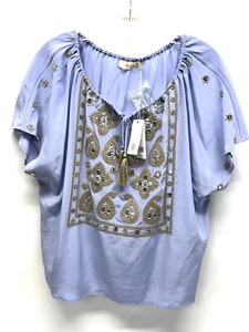 Tory Burch Dusk Sky Women's 12 Silk Camille Top NEW (C3) - Picture 1 of 7