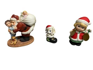 Vintage Homco Santa Hugging Little Boy Christmas/Puppy in shoe/Merry Player - Picture 1 of 9