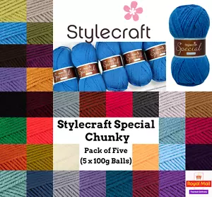 5 x 100g Stylecraft Special Chunky Knitting Crochet Yarn Pack Deal Acrylic - Picture 1 of 51
