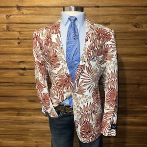 Paisley & Gray Blazer Sport Coat Two Button Jacket Slim Fit 46R Linen Blend Suit - Picture 1 of 11