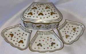 VINTAGE Ardalt Japan Schmetterling & Gold verzierte Schmuckschatulle mit 3 passenden Tabletts - Bild 1 von 21