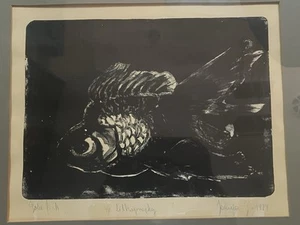 1974 Gold Fish Lithography Jemima 1974 Famed Art 17x23 - Picture 1 of 13