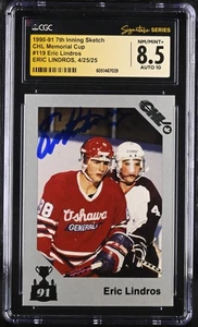 Eric Lindros Firmado 1990-91 Memorial Cup 119 CGC 8.5 JSA 10 Serie Auto Signature - Imagen 1 de 2