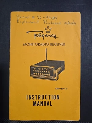 Vintage 1971 Regency TMR-8U UHF FM Monitor Instruction Manual - Image 1 of 3