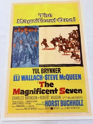 1960 The Magnificent Seven Original 27x41 Movie Poster Brynner Bronson McQueen - Image 1 of 4