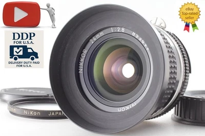 w/ Hood HN-1 [Top MINT] Nikon Ai-s Nikkor 24mm f/2.8 Wide Angle Lens From JAPAN - Image 1 of 4
