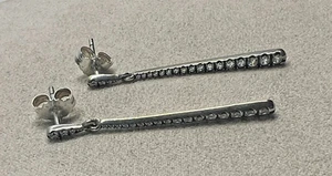 Vintage Pandora Silver Sparkling Shooting Stars Dangle Earrings 2g - Picture 1 of 9