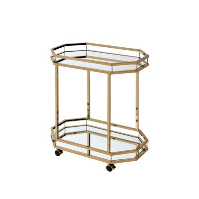 Acme Furniture Serving Cart Mirrored Shelves Champagne Elegant Functional Design - Image 1 of 4