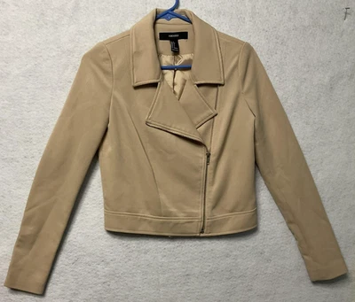 Chaqueta Forever 21 Mujer Pequeña Moto Motociclista Asimétrica Cremallera Forrada Cuero Sintético Foto 1 de 4