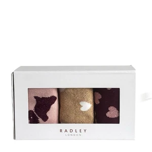 Paquete de 3 calcetines tobilleros Radley I Love Radley rosa en caja de regalo - totalmente nuevos en caja - Imagen 1 de 4