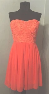 Elise Ryan Coral Red Strapless Party Dress Size 8 - Picture 1 of 5