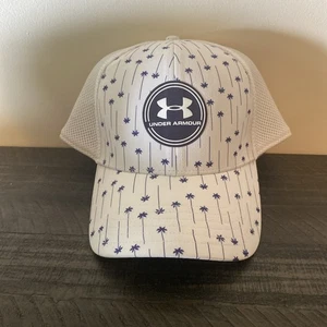 Under Armour Palm Tree Hat Golf Trucker Cap Adjustable White XL/2XL - Picture 1 of 9