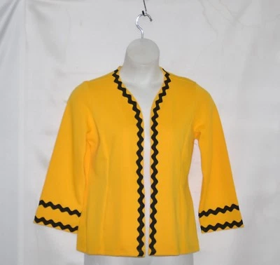 Chaqueta tejida acanalada Bob Mackie Rick Rack talla S amarilla Foto 1 de 2