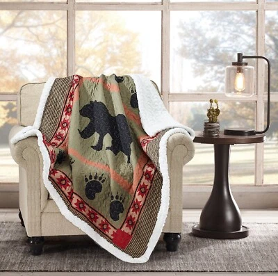 Virah Bella - Bear and Paw - Quilted Sherpa Throw Blanket - 50"x60" - Image 1 of 4