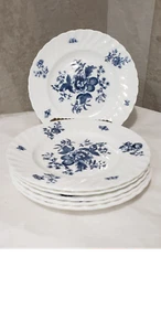 Royal Worcester Blue Sprays Bread Plate Swirl Design ~Set of 6 - Picture 1 of 2