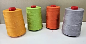 Four American & Efird D-Core Thread Tex 40 6000 Yards, Green, Orange, Gray, Gold - Picture 1 of 8