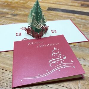 Merry Christmas 3D Christmas Tree Pop- up Greeting Card Paper raft Holiday Card