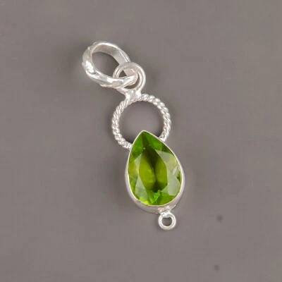 Colgante de piedras preciosas de peridoto de plata de ley 925 hecho a mano joyería regalo de Acción de Gracias Foto 1 de 4