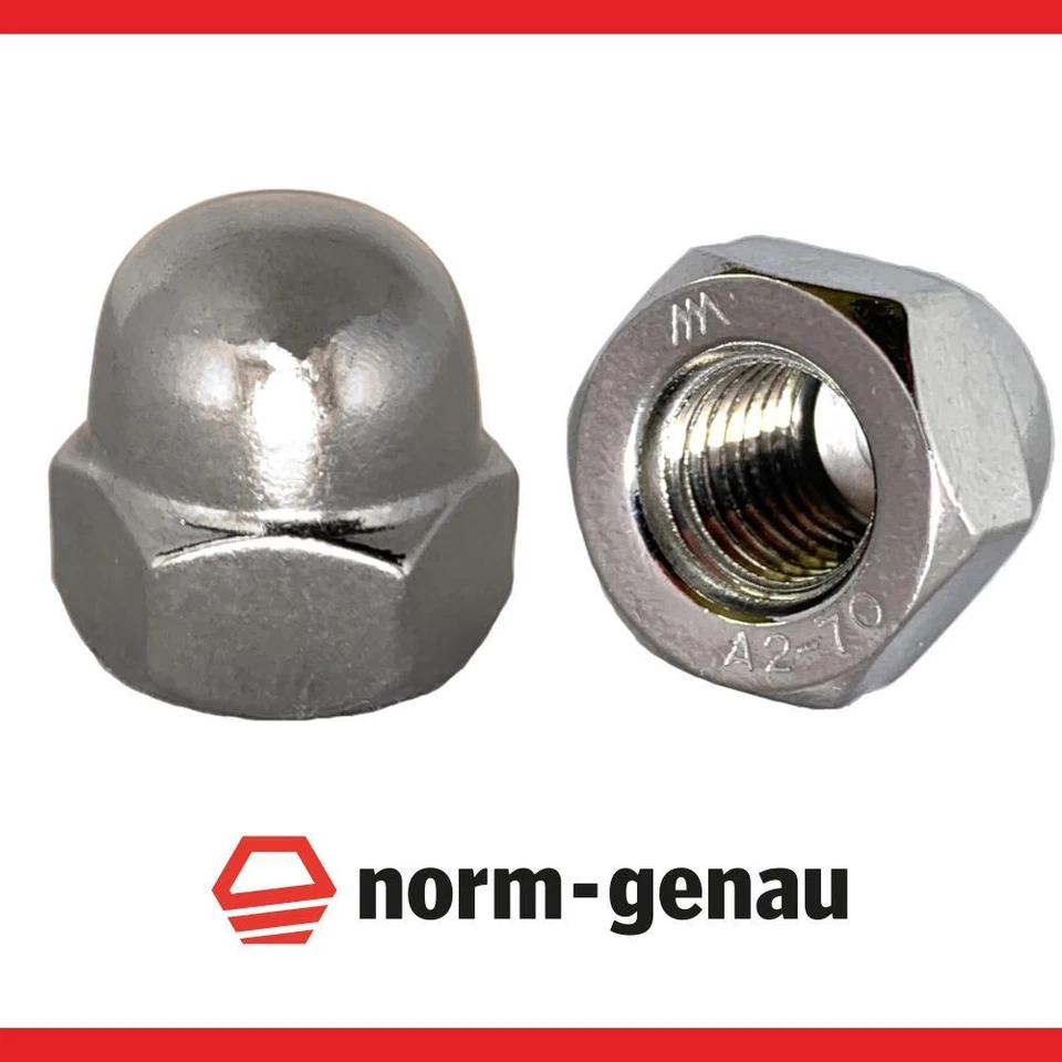 Hutmutter VA M5 M6 M8 M10 Edelstahl DIN 1587 A2 V2A rostfrei Hutmuttern Muttern - Bild 1 von 4