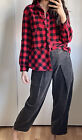 Brushed Cotton Check Shirt Size 12 Made In Italy Ischiko Look Red