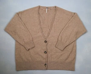 Free People School Boy Cashmere Cardi Cardigan Sweater Womens XL Camel Brown - Picture 1 of 8