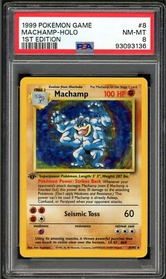 PSA 8 Base Set Unlimited Machamp Holo 8/102 HOLO BLEED Pokemon Cards 1999🔥 - Image 1 of 2