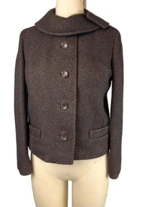 Blazer cappotto corto Claytex London sartoriale vintage nero e rame tweed taglia M - Foto 1 di 11