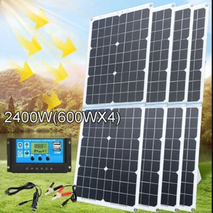Kit de paneles solares 4X 600 vatios 100A 12V cargador de batería con controlador barco caravana - Imagen 1 de 9